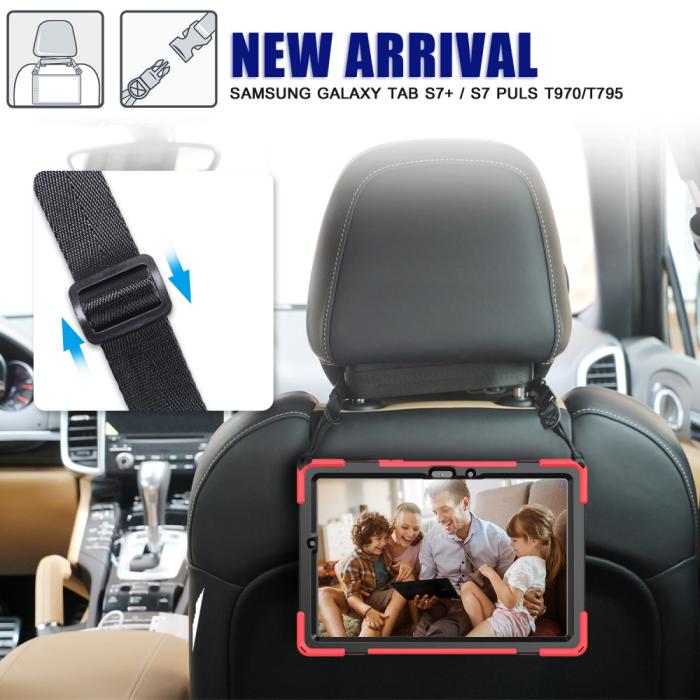 Bild 5,  Galaxy Tab S8 / Tab S7 Skal 360° Hybrid Kickstand Med Strap