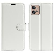  Motorola Moto G32 Fodral Litchi L&auml;der Vit
