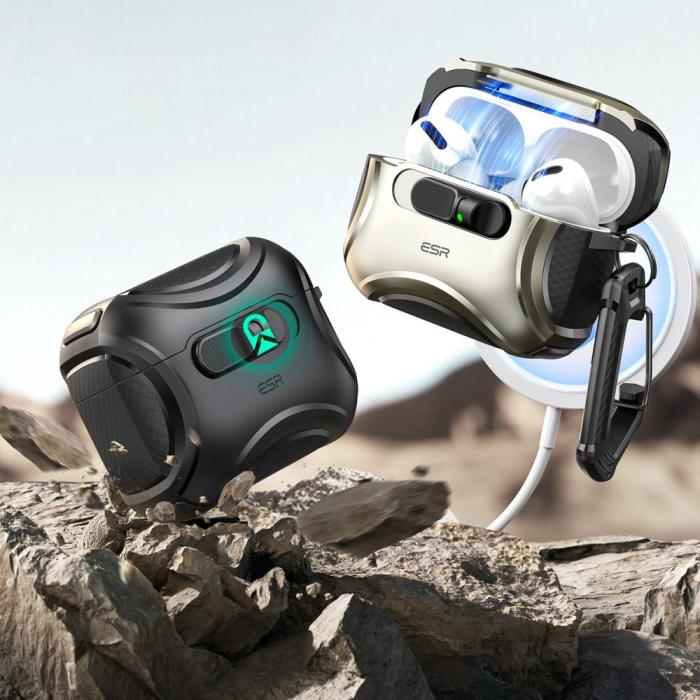 Bild 4, ESR ESR AirPods Pro 3 Skal MagSafe Cyber FlickLock HaloLock Titanium