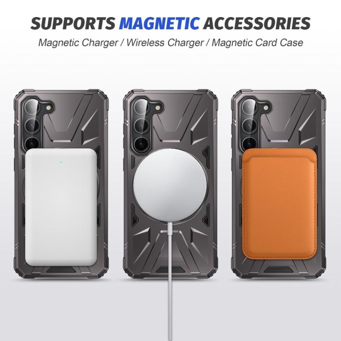 Bild 3,  Samsung Galaxy S25/S24 Skal MagSafe Kickstand Hybrid Grå
