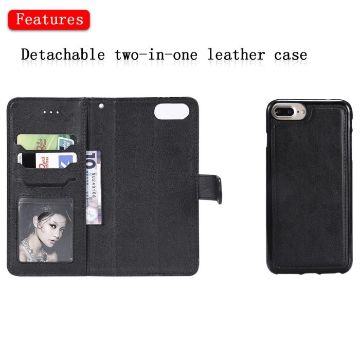 Bild 4,  iPhone 6/6S/7/8 Plus - 2in1 Magnet Skal / Plånboksfodral - Svart