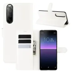  Sony Xperia 10 II - Litchi Fodral - Vit