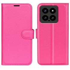  Xiaomi 14 Fodral Litchi L&auml;der Rosa