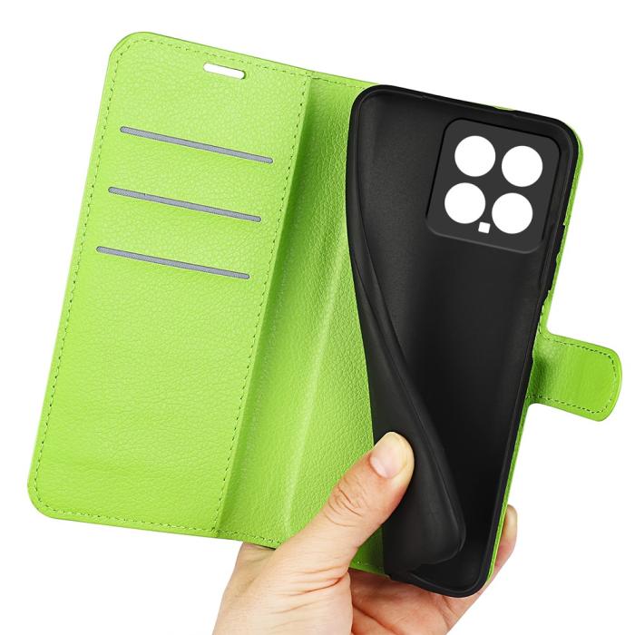 Bild 4,  Xiaomi 14 Fodral Litchi Läder Grön