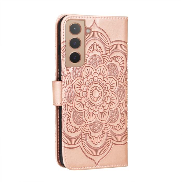 Bild 3,  Samsung Galaxy S22 Fodral Sun Mandala Läder Roséguld