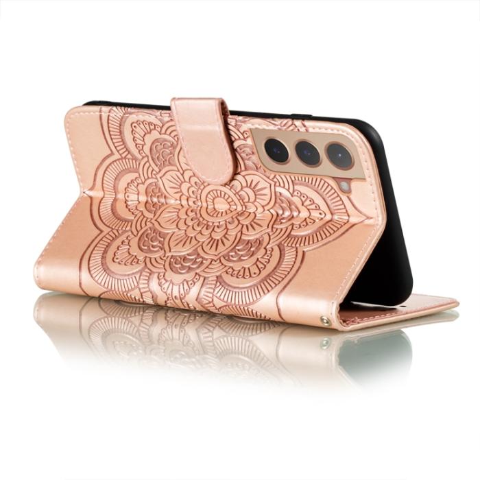 Bild 5,  Samsung Galaxy S22 Fodral Sun Mandala Läder Roséguld