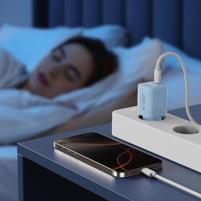 Bild 6, Tech-Protect Tech-Protect 33W Väggladdare PD QC USB-C / USB-A Baby Blue