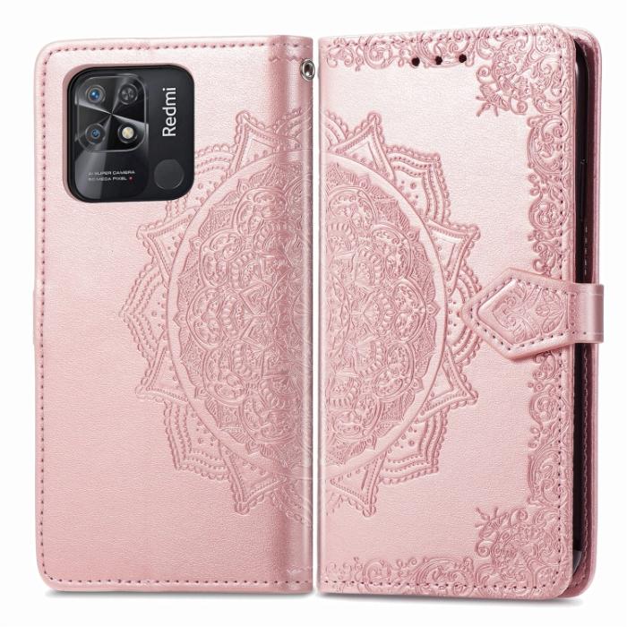 Bild 2,  Xiaomi Redmi 10C Fodral Mandala Läder Roséguld