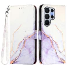  Samsung Galaxy S26 Ultra Fodral L&auml;der Marmor Vit / Lila