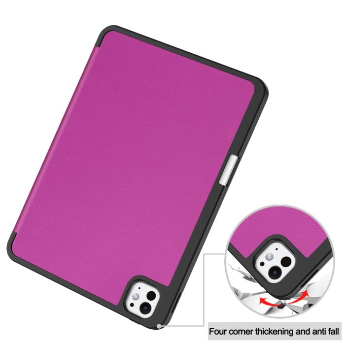 Bild 6,  iPad Pro 11 2025/2024 Fodral Tri-Fold Pennhållare Lila