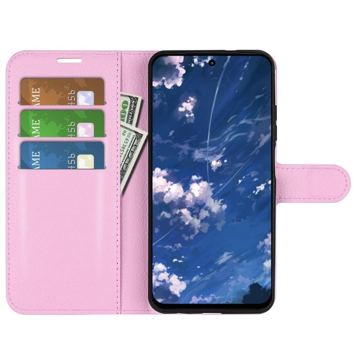 Bild 2,  Motorola Moto G32 Fodral Litchi Läder Ljus Rosa