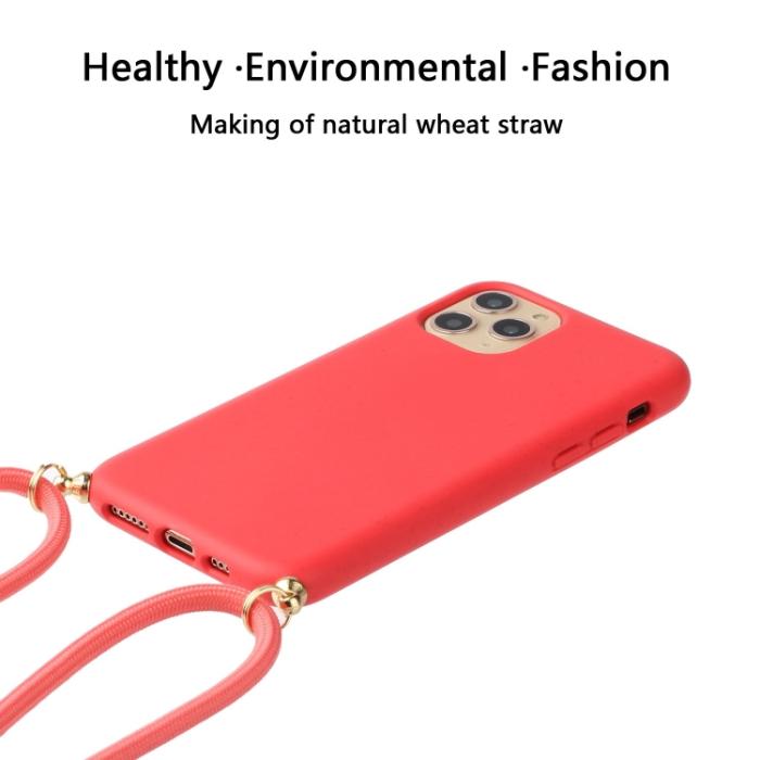 Bild 2,  iPhone 15 Pro Skal Strawberry Design Med Strap Röd
