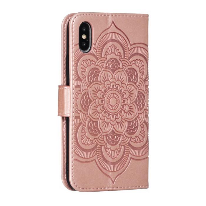 Bild 4,  iPhone X/Xs - Mandala Läder Fodral - Roséguld