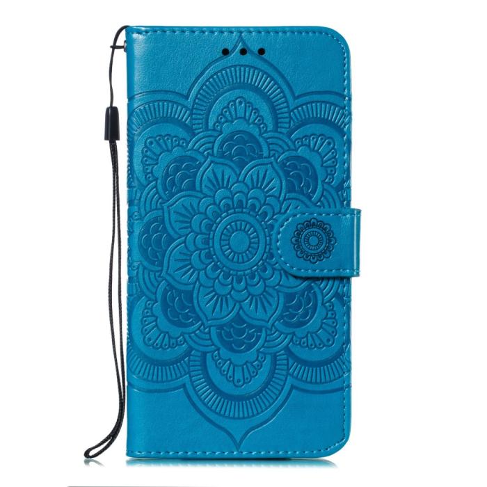 Bild 2,  iPhone X/Xs - Mandala Läder Fodral - Blå