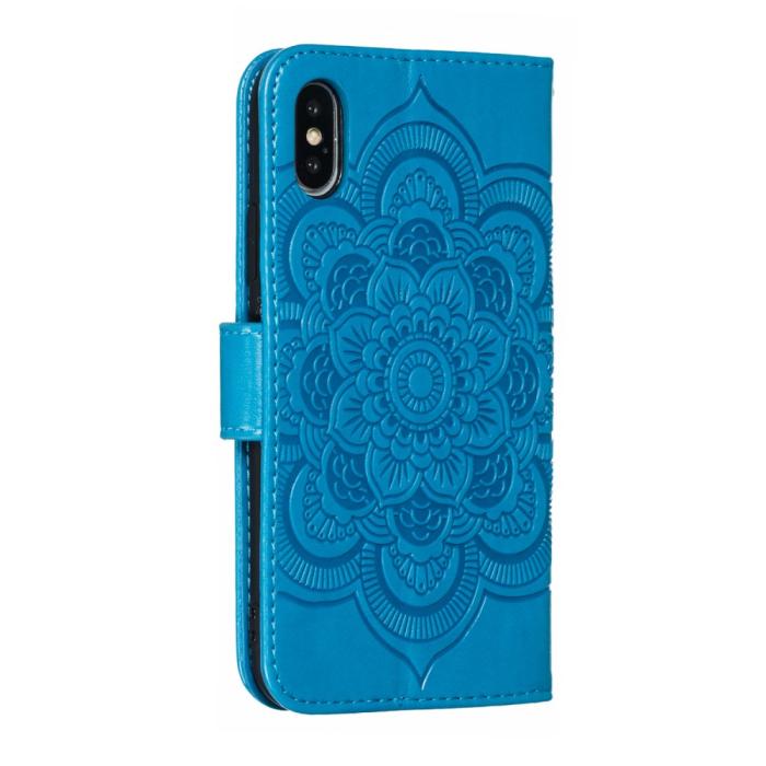Bild 4,  iPhone X/Xs - Mandala Läder Fodral - Blå
