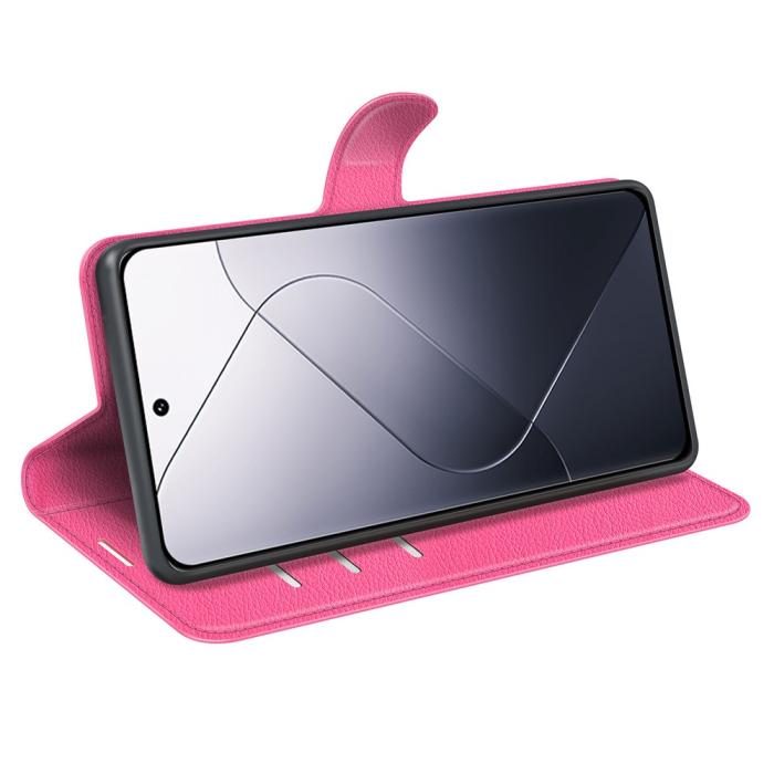 Bild 3,  Xiaomi 14 Fodral Litchi Läder Rosa