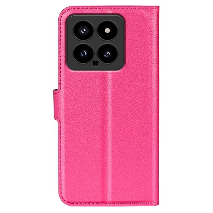 Bild 6,  Xiaomi 14 Fodral Litchi Läder Rosa
