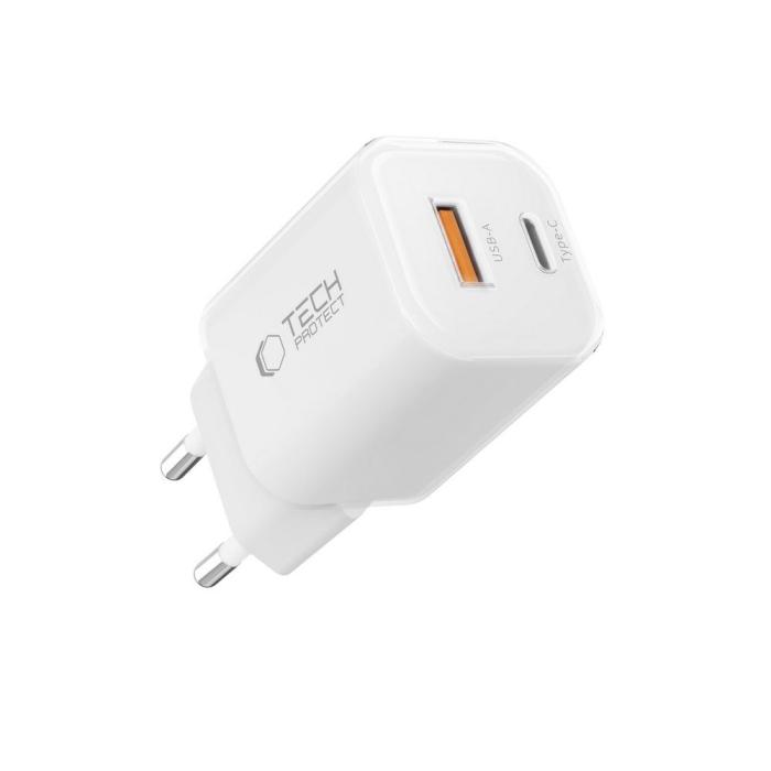 Bild 2, Tech-Protect Tech-Protect 33W Väggladdare PD QC USB-C / USB-A Vit