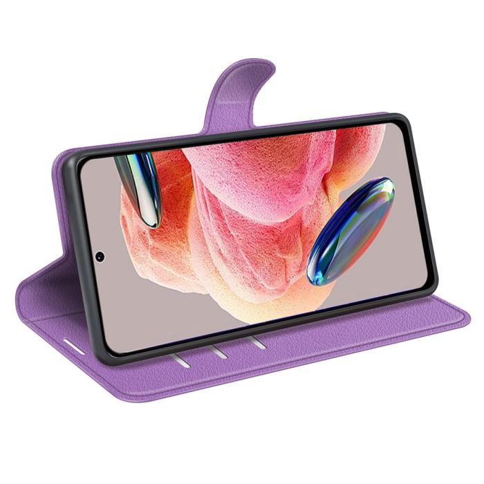 Bild 3,  Xiaomi Redmi Note 12 4G Fodral Litchi Läder Lila