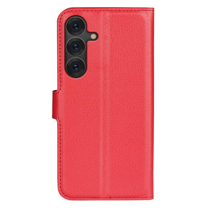 Bild 6,  Samsung Galaxy S25 Plus Fodral Litchi Läder Röd