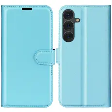  Samsung Galaxy S25 Plus Fodral Litchi L&auml;der Bl&aring;