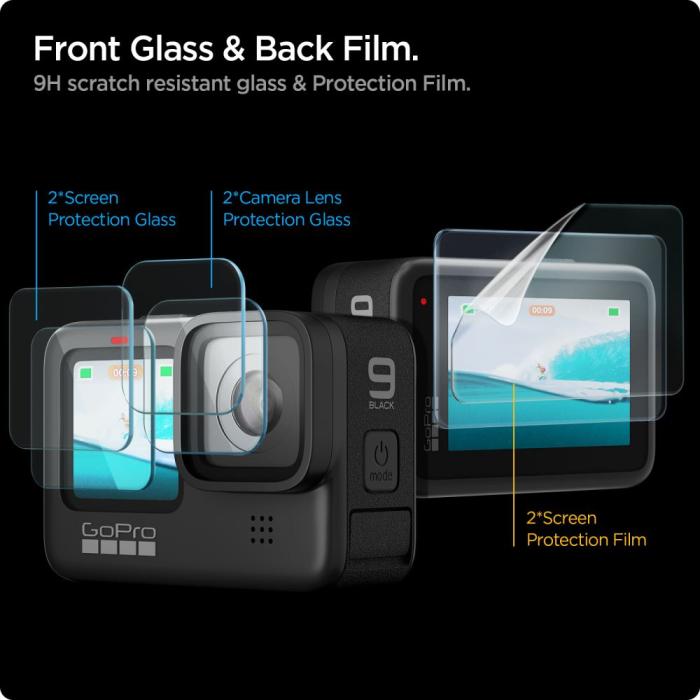 Bild 2, Spigen Spigen GoPro Hero 12/11/10/9 2-SET Glas.tR Slim + Film Transparent