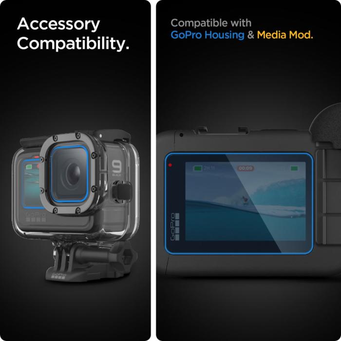 Bild 3, Spigen Spigen GoPro Hero 12/11/10/9 2-SET Glas.tR Slim + Film Transparent