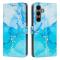  Samsung Galaxy A37 5G Fodral Läder Marmor Blå / Grön