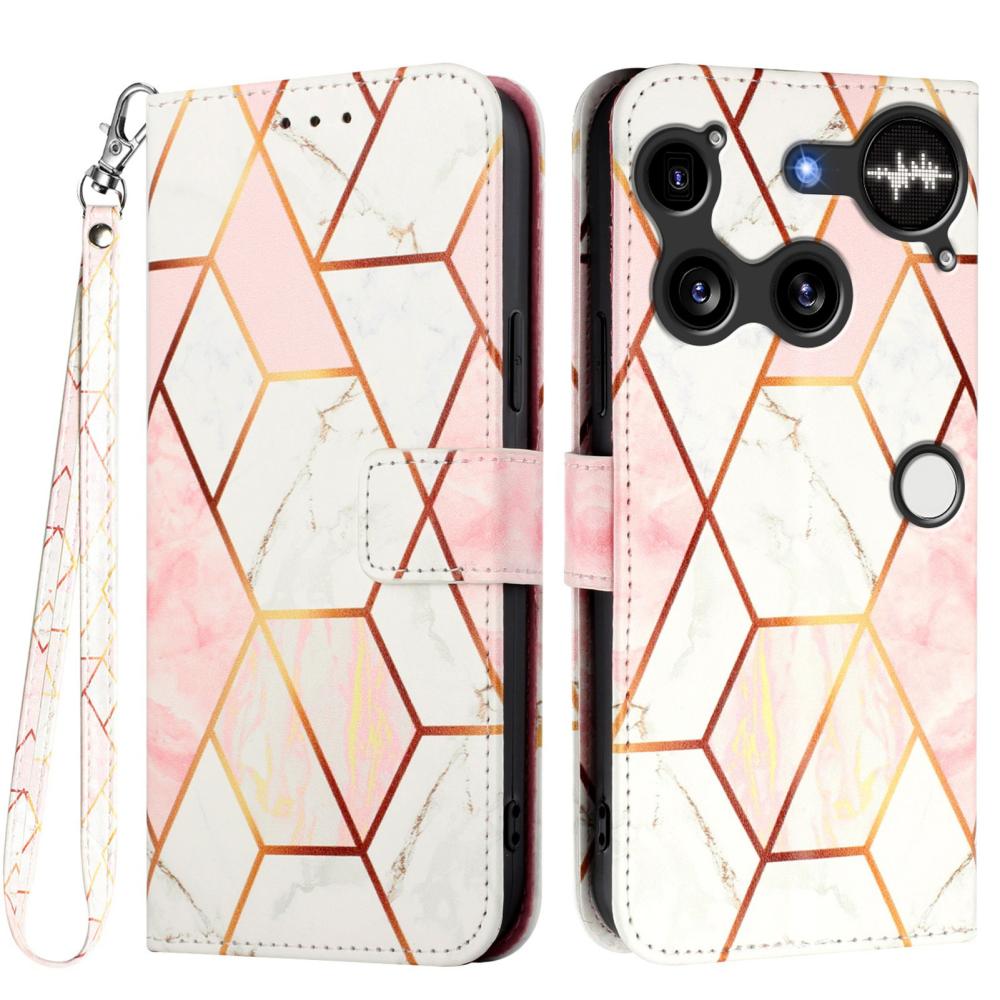 Nothing Phone 3 Fodral Med Tryck Rosa Marmor