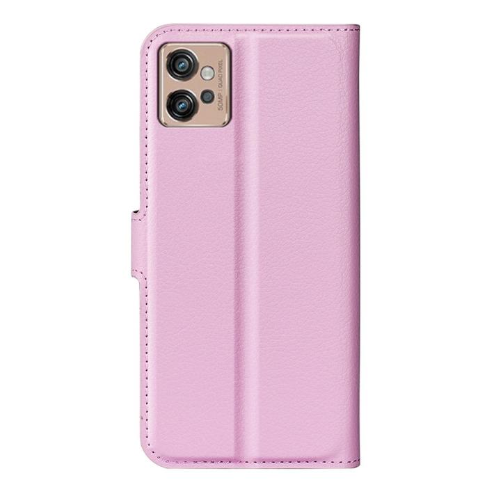 Bild 6,  Motorola Moto G32 Fodral Litchi Läder Ljus Rosa