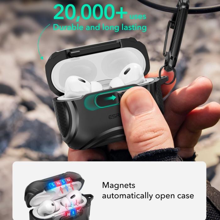 Bild 3, ESR ESR AirPods Pro 3 Skal MagSafe Cyber FlickLock HaloLock Svart