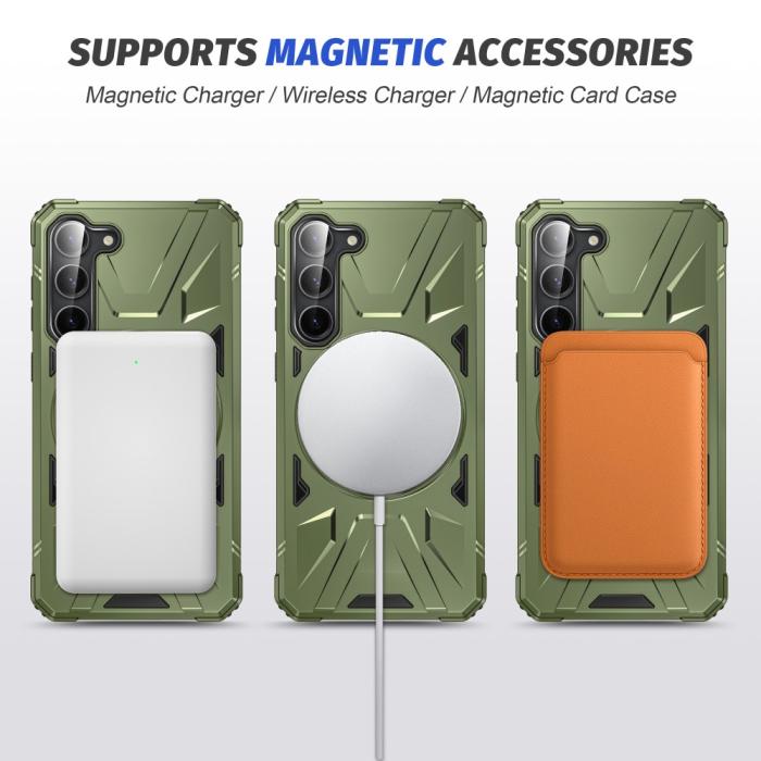 Bild 3,  Samsung Galaxy S25/S24 Skal MagSafe Kickstand Hybrid Grön