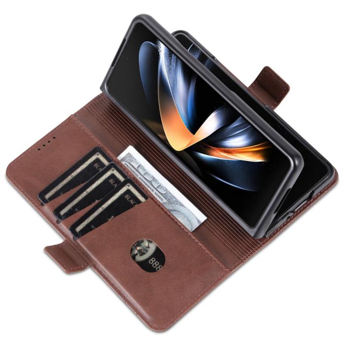 Bild 5, AZNS AZNS Galaxy Z Fold 5 Fodral PU-Läder Brun