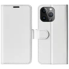  iPhone 15 Pro Pl&aring;nboksfodral L&auml;der Vit