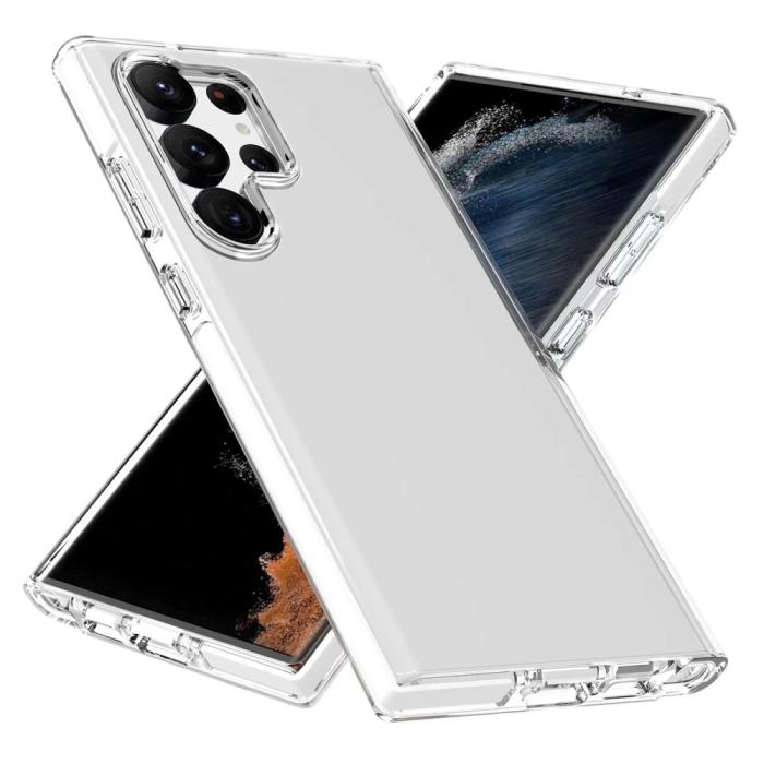 Bild 2,  Samsung Galaxy S23 Ultra Skal Hybrid Bi-Color Vit/Transparent