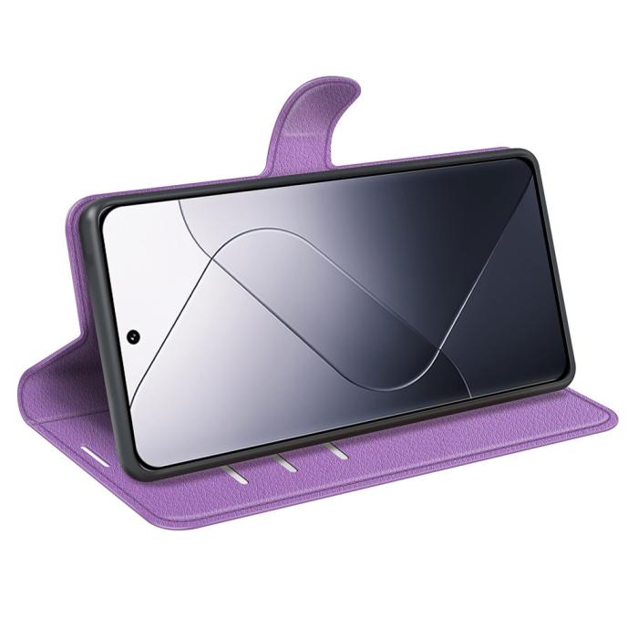 Bild 3,  Xiaomi 14 Fodral Litchi Läder Lila