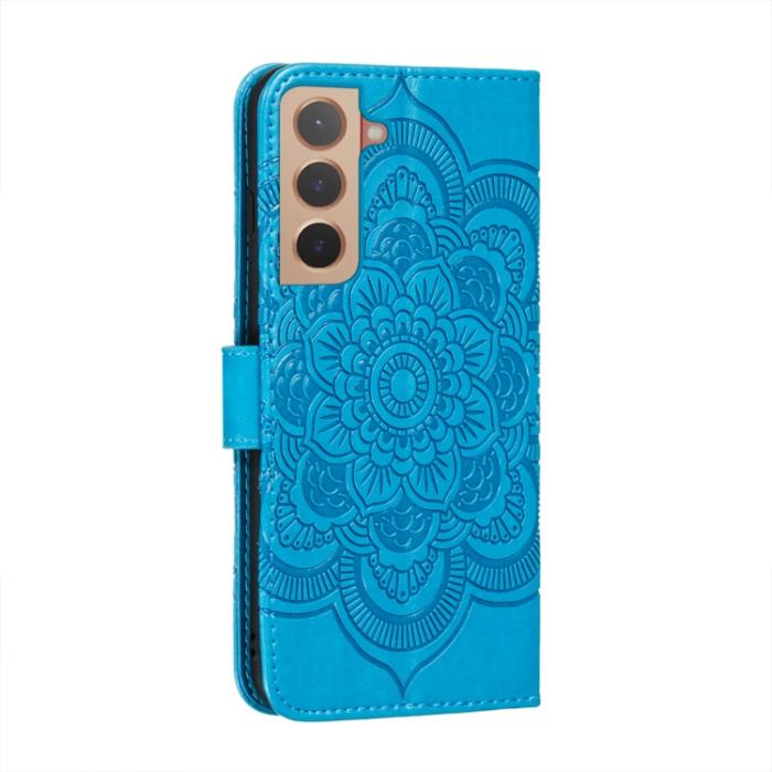 Bild 3,  Samsung Galaxy S22 Fodral Sun Mandala Läder Blå