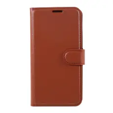  iPhone Xs Max Fodral Litchi L&auml;der Brun