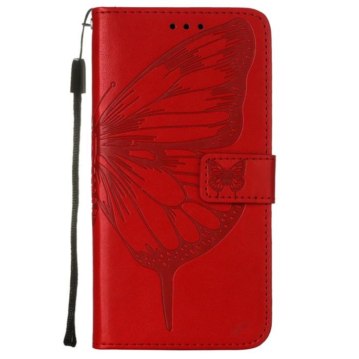 Bild 2,  Xiaomi Redmi 9A / 9AT Fodral Butterfly Röd