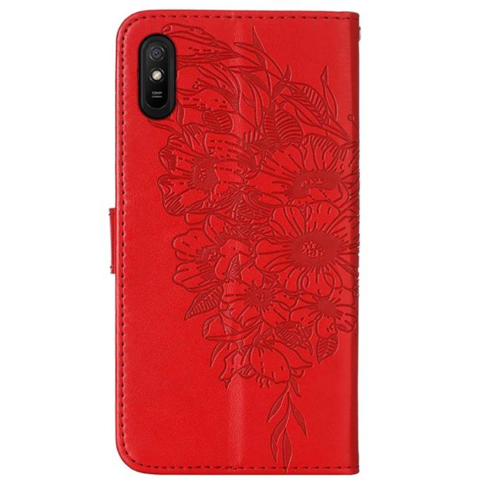 Bild 3,  Xiaomi Redmi 9A / 9AT Fodral Butterfly Röd