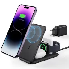 ESR ESR HaloLock 3in1 Tr&aring;dl&ouml;s Laddare Vikbar Inkl. Adapter Svart