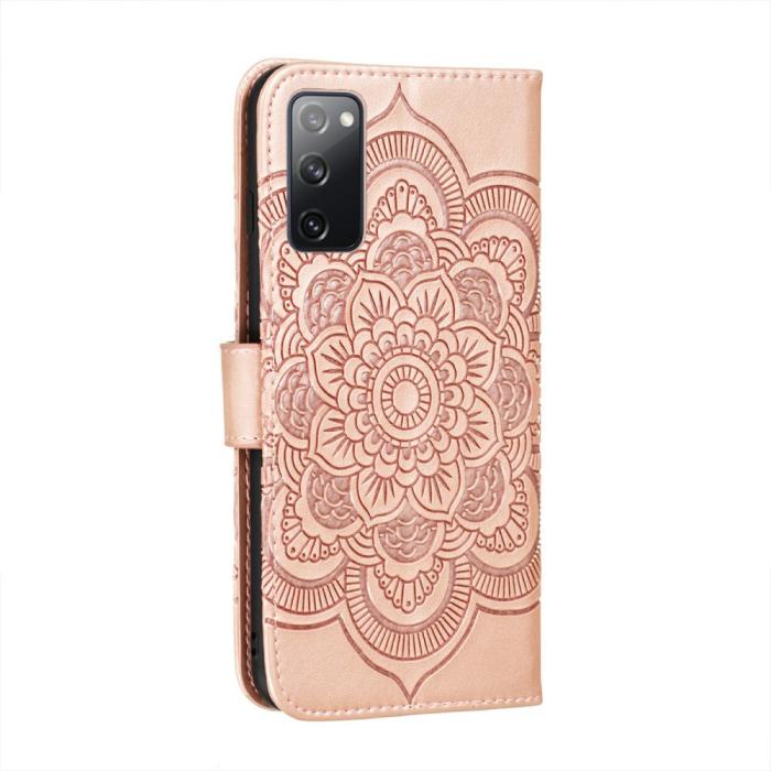 Bild 2,  Samsung Galaxy S20 FE - Mandala Läder Fodral - Roséguld