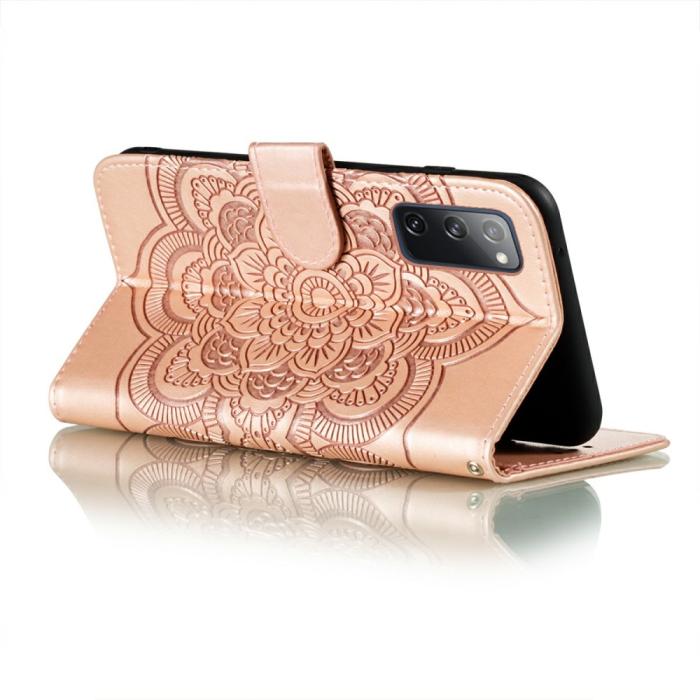 Bild 4,  Samsung Galaxy S20 FE - Mandala Läder Fodral - Roséguld