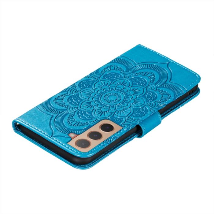 Bild 6,  Samsung Galaxy S22 Fodral Sun Mandala Läder Blå
