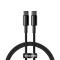 BASEUS Baseus Tungsten 1m 100W 5A PD QC USB-C - USB-C Flätad Nylon Kabel - Svart