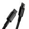 BASEUS Baseus Tungsten 1m 100W 5A PD QC USB-C - USB-C Flätad Nylon Kabel - Svart