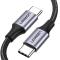UGREEN Ugreen 1m 60W 3A USB-C - USB-C Flätad Nylon Kabel - Svart/Grå