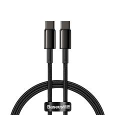 BASEUS Baseus Tungsten 1m 100W 5A PD QC USB-C - USB-C Fl&auml;tad Nylon Kabel - Svart