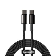 BASEUS Baseus Tungsten 2m 100W 5A PD QC USB-C - USB-C Fl&auml;tad Nylon Kabel - Svart