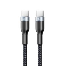 REMAX Remax Sury 1m 3A PD USB-C - USB-C Fl&auml;tad Nylon Kabel - Svart